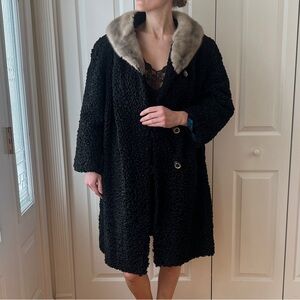 1950’s Lamb Fur Coat with Mink Collar